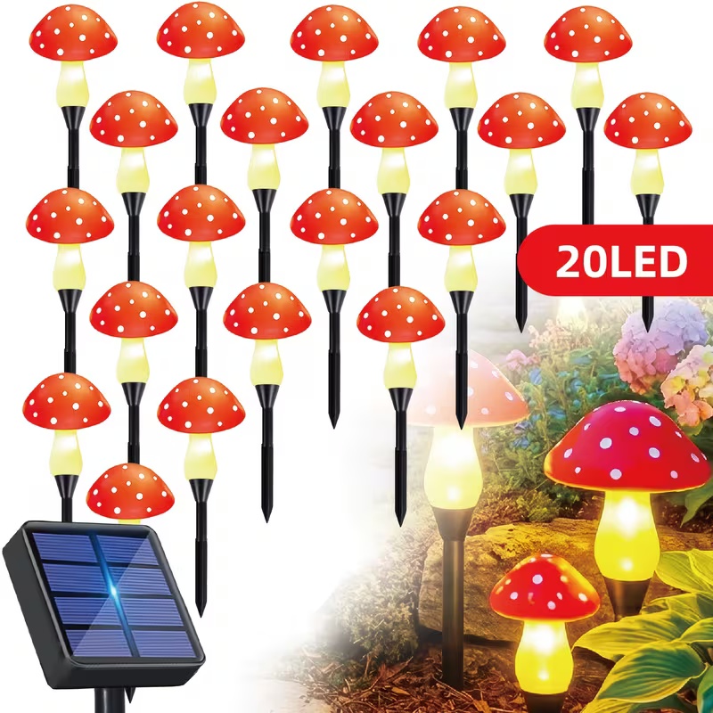 Outdoor Power For Christmas Lights - Solarbetriebene LED-Pilzlichter für den Außenbereich, Garten,