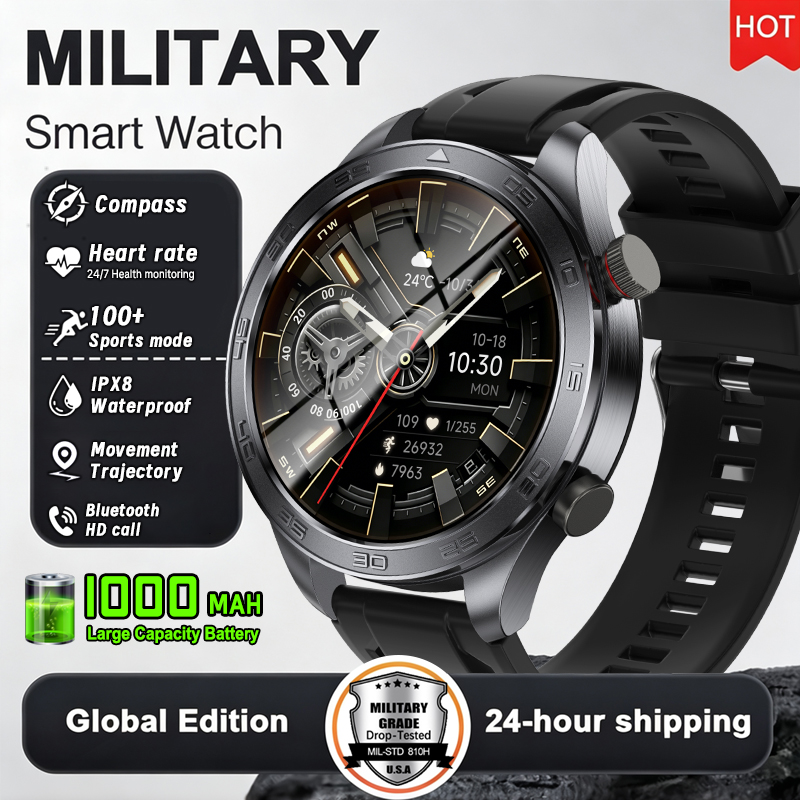 Outdoor Power Hours - Neue Militär-Smartwatch für Männer mit GPS-Tracking,