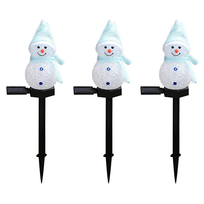 Outdoor Power For Christmas Lights - ABGG-3X Schneemann-Solarleuchten, Weihnachts-Solar-LED-Schneemann-Licht, Deko für den