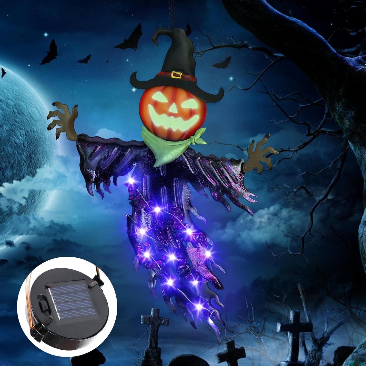 Outdoor Power For Christmas Lights - Solarbetriebene Halloween-Metall-Hängedekorationen für den Außenbereich, solarbetriebener